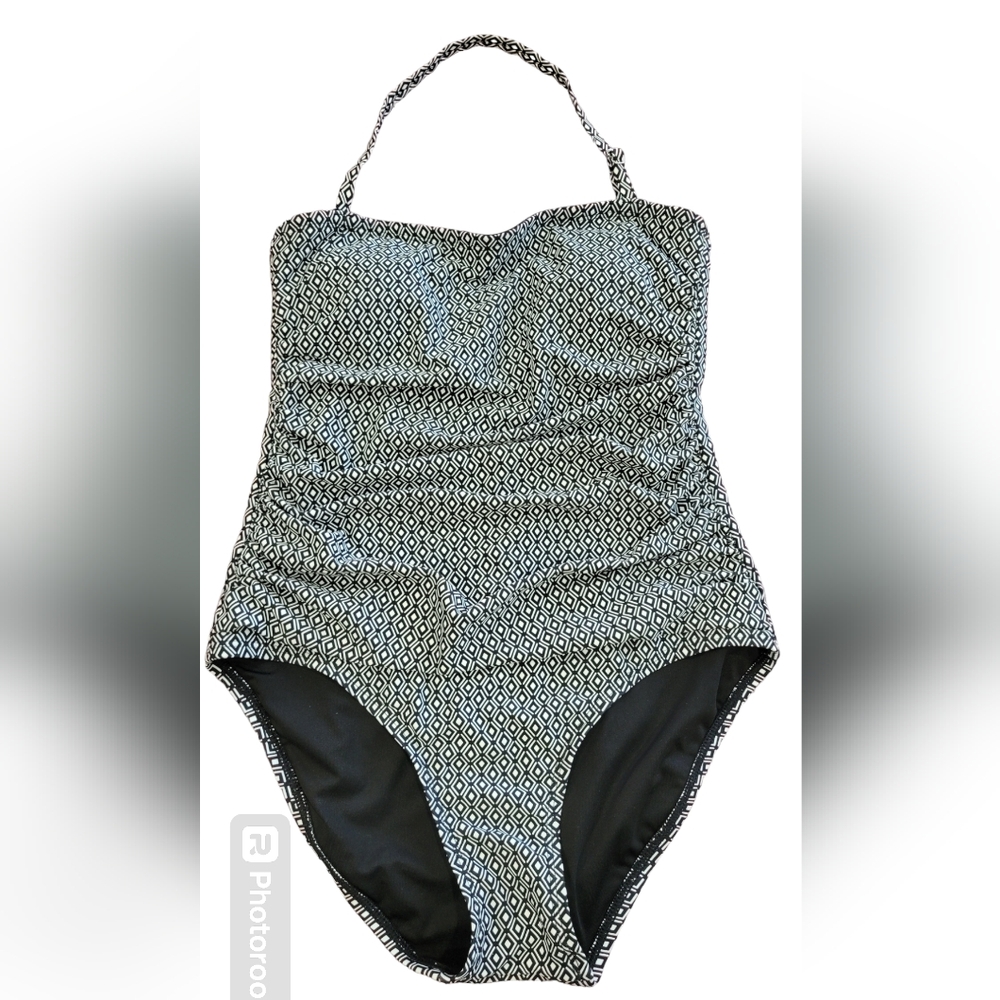 Women’s DKNY Black White One Piece Bathing Suit Size Medium